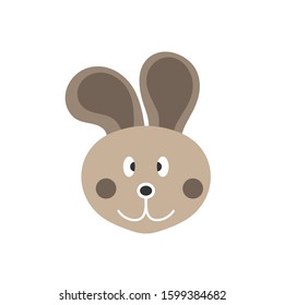 Editable color icon of the head of a rabbit, isolated on white background. flat style