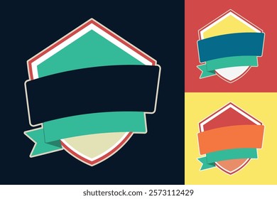 Editable Colorful Shield Badge Design with Ribbon