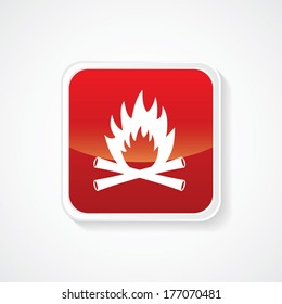 Editable Colorful Vector Icon of Fire on Red Glossy Button. Eps.-10