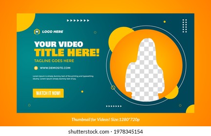 Editable colorful video thumbnail design with editable text thumbnail designs for social media as video cover