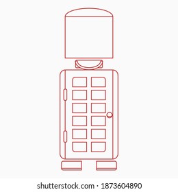 Editable Combination of Front View Typical English Royal Guard and Telephone Booth as Iconic Vector Illustration in Outline Style for England Culture Tradition and History Related Design