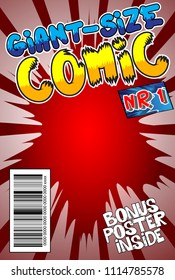 Editable comic book cover with abstract background.