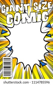 Editable comic book cover with abstract background.