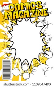 Editable comic book cover with abstract background.