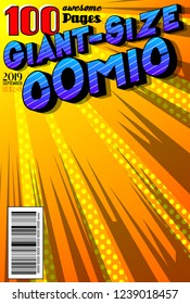 Editable comic book cover with abstract background. Vector illustration style cartoon.