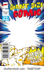 Editable Comic Book Cover With Blank Explosion Background.