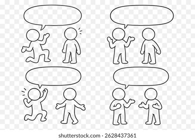  Editable Comic Strip – Stick Figure Conversations  Reactions (4-Panel Meme Template with Blank Speech Bubbles)
