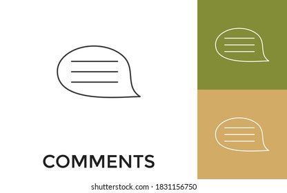 Editable Comments Thin Line Icon with Title. Useful For Mobile Application, Website, Software and Print Media.
