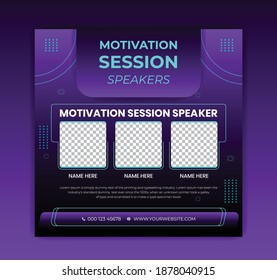  Editable Conference social media vector template design for social networks stories, posts, promotions, marketing and motivational seminar post, trendy background design for social media ads