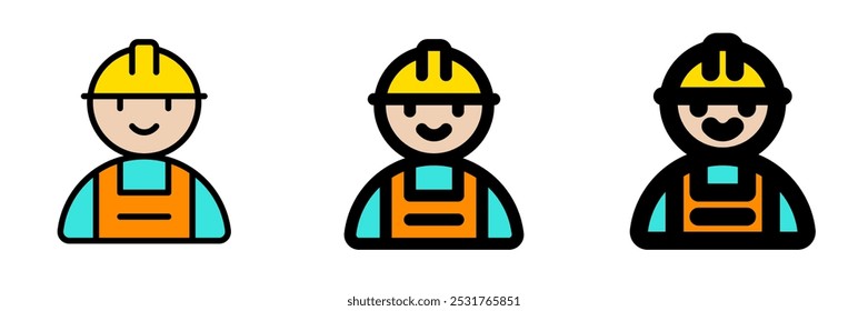 Operário de construção editável, ícone do vetor de engenharia. Construção, ferramentas, indústria. Parte de uma grande família de conjuntos de ícones. Perfeito para interfaces web e app, apresentações, infográficos, etc