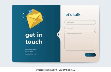 Plantilla de página de formulario de contacto modificable. diseño web profesional con elementos modernos. vector