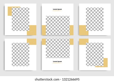 Editable continuous square abstract banner template for social media post and cover. Minimalist design background in gold yellow color. Vector illustration