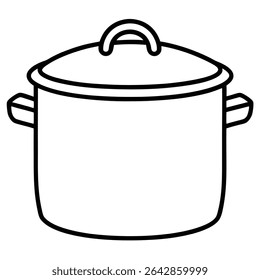 Editable cooking pot outline graphic, perfect for culinary-themed digital products, logos, prints, or stock design projects.