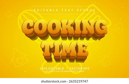 efeito de texto de vetor de tempo de cozimento editável com design de estilo moderno