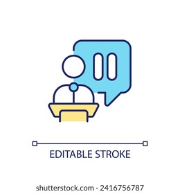 Editable cooling off period icon representing lobbying government, isolated vector, thin line illustration.