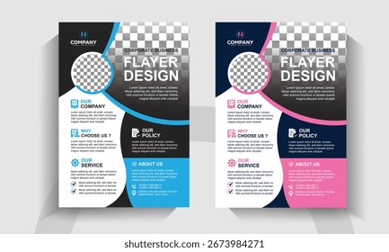 Plantilla Corporativa editable del volante del negocio. Diseños geométricos mínimos modernos para marketing, póster, folleto y publicidad. 