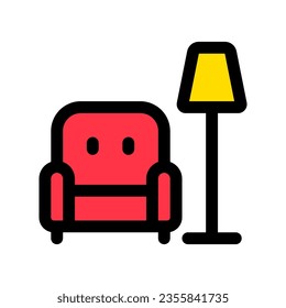 sofá editable, icono del vector del mobiliario. Inmobiliaria, inmueble, construcción, hipoteca, interiores. Parte de una familia de iconos grandes. Perfecto para interfaces web y de aplicaciones, presentaciones, infografías, etc