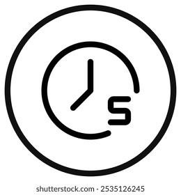 Editable countdown timer 5 seconds vector icon. Part of a big icon set family. Perfect for web and app interfaces, presentations, infographics, etc