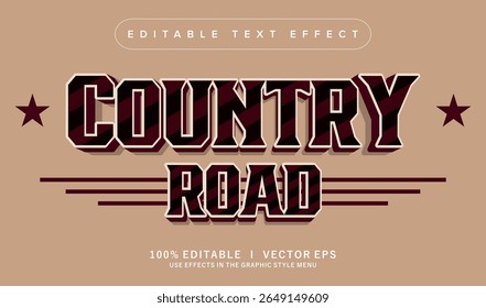 editable country road vector text effect with modern style design