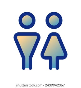 Pareja editable, icono vectorial de baño unisex. Parte de una gran familia de iconos. Perfecto para interfaces web y aplicaciones, presentaciones, infografías, etc