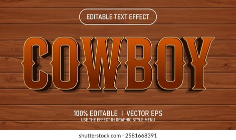 editable cowboy vector text effect with modern style design