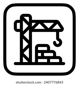 Torre de grúas editable, arquitectura, maquinaria, icono del vector de construcción. Construcción, herramientas, industria. Parte de una familia de iconos grandes. Perfecto para interfaces web y de aplicaciones, presentaciones, infografías, etc