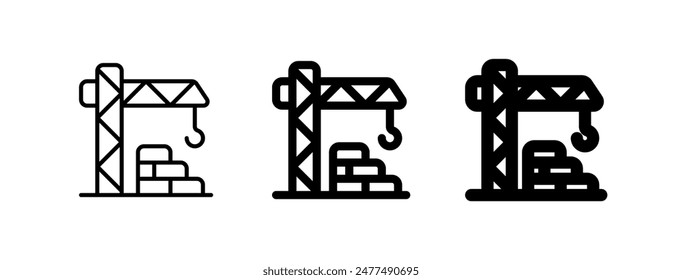 Torre de grúa editable, arquitectura, maquinaria, icono de Vector de construcción. Construcción, herramientas, industria. Parte de una gran familia de iconos. Perfecto para interfaces de Web y App, presentaciones, infografías, etc