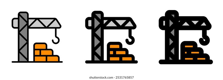Torre de guindaste editável, arquitetura, maquinário, ícone de vetor de edifício. Construção, ferramentas, indústria. Parte de uma grande família de conjuntos de ícones. Perfeito para interfaces web e app, apresentações, infográficos, etc