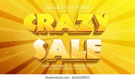 editable crazy sale 3d vector text effect with modern style design