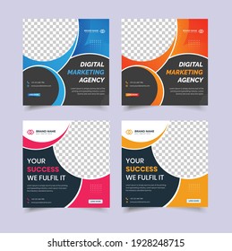 Editable creative colorful set of social banner designs for marketing. Social media post banner, website ads, company marketing ads banner design, vector template. 