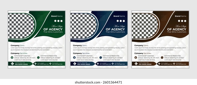Editable creative modern social media post design with three colors