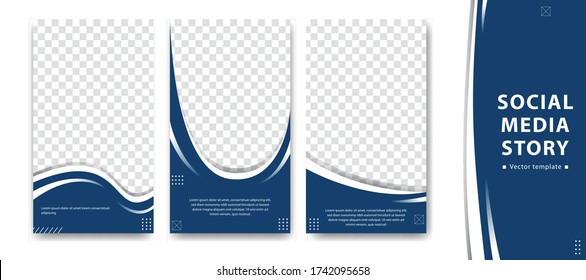 Editable Creative Social Media Instagram Story Design Vector Template Curve Blue White Simple Trendy Style