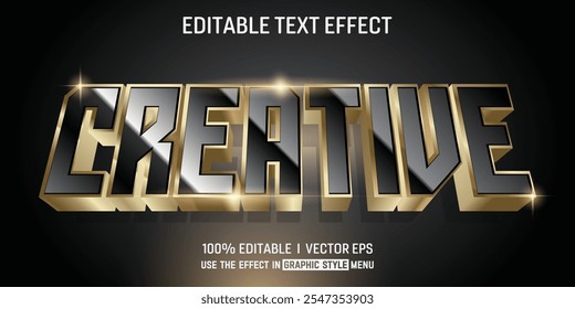 Efecto de texto 3D de Vector creativo editable con diseño de estilo moderno