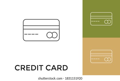 Editable Credit or Debit card Thin Line Icon with Title. Useful For Mobile Application, Website, Software and Print Media.