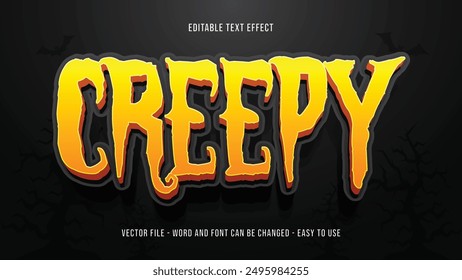 Efecto de texto 3D espeluznante editable, Plantilla de estilo de halloween