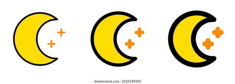 Ícone de vetor lua crescente editável e estrelas. Parte de uma grande família de conjuntos de ícones. Perfeito para interfaces web e app, apresentações, infográficos, etc