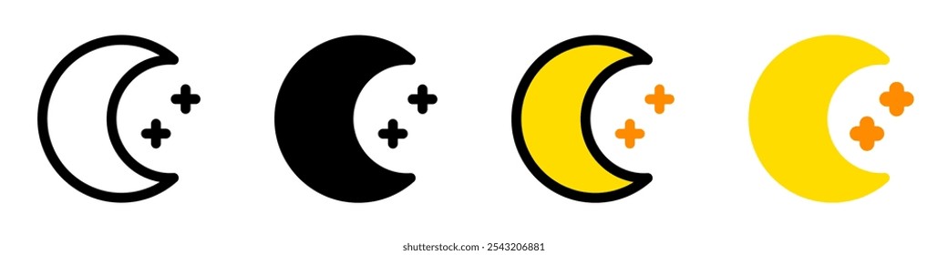 Editable crescent moon and stars vector icon. Part of a big icon set family. Perfect for web and app interfaces, presentations, infographics, etc