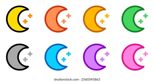 Editable crescent moon and stars vector icon. Part of a big icon set family. Perfect for web and app interfaces, presentations, infographics, etc