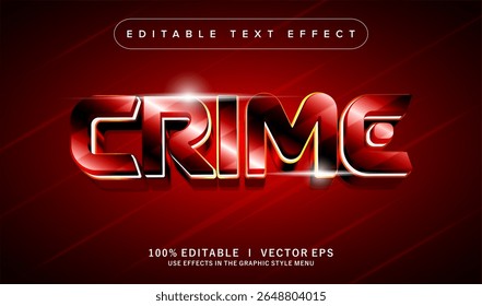 efeito de texto de vetor de crime editável com design de estilo moderno