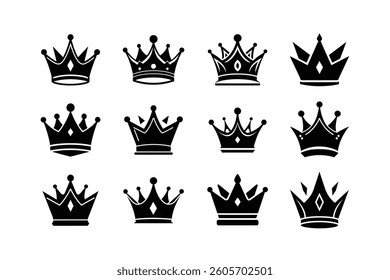 Editable Crown Silhouette Bundle for Design Vector illustration

