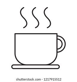 editable cup of coffee vector icon, modern design, outline style, black and white color 