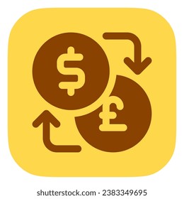 Icono de vector de cambio de moneda editable. Parte de una familia de iconos grandes. Finanzas, negocios, inversión, contabilidad. Perfecto para interfaces web y de aplicaciones, presentaciones, infografías, etc
