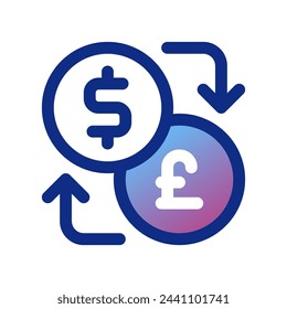 Icono vectorial de cambio de moneda editable. Parte de una gran familia de iconos. Finanzas, negocios, inversiones, contabilidad. Perfecto para interfaces web y aplicaciones, presentaciones, infografías, etc
