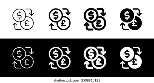 Icono de Vector de cambio de divisas editable. Parte de una gran familia de iconos. Finanzas, negocios, inversiones, contabilidad. Perfecto para interfaces de Web y App, presentaciones, infografías, etc