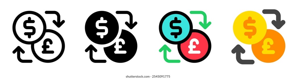 Icono de Vector de cambio de divisas editable. Parte de una gran familia de iconos. Finanzas, negocios, inversiones, contabilidad. Perfecto para interfaces de Web y App, presentaciones, infografías, etc