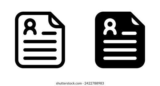 Currículum vitae editable, cv, currículum, archivo, documento, datos, ícono de vector biológico. Trabajo, trabajo, oficina. Parte de una familia de iconos grandes. Perfecto para interfaces web y de aplicaciones, presentaciones, infografías, etc
