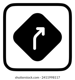 Icono de vector derecho de curva editable. Mapa, ubicación, navegación. Parte de una familia de iconos grandes. Perfecto para interfaces web y de aplicaciones, presentaciones, infografías, etc