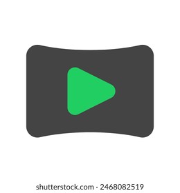 Editable curved wide screen, play video vector icon. Movie, cinema, entertainment. Part of a big icon set family. Perfect for web and app interfaces, presentations, infographics, etc
