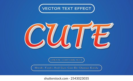 Editable Cute 3D Text Effects Vector Illustration, Cute Colorful 3D Text Effects Abstract Style Logo, Cute editable text effect. 