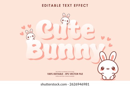 Editable cute bunny text effect, with cute bunny characters